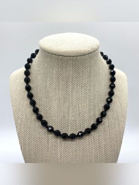 Vintage Black Beaded Necklace Retro Party Classic Feminine Eclectic Cottagecore